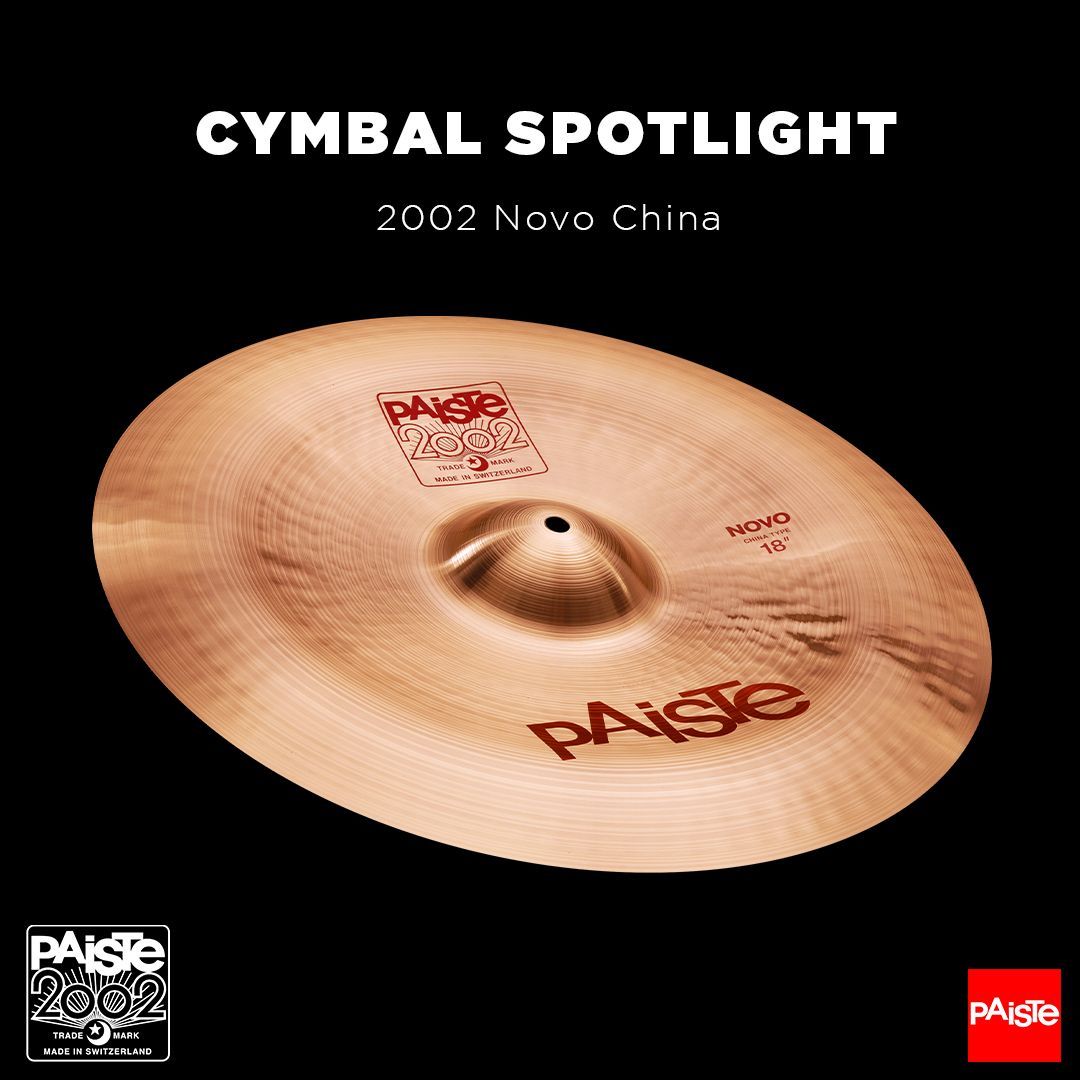 CYMBAL SPOTLIGHT - 2002 Novo China ⁣⠀ Very unique, versatile china for flexible application. ⁣⠀ Head over to our website for detailed audio samples and more information:⠀⠀ ➡️ paiste.com/en/products/mo… #paiste #cymbals #paistecymbals #china #drums #drummer #novo #novochina