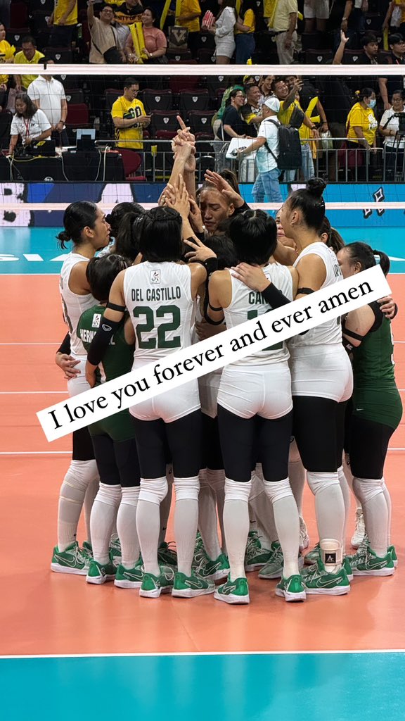 A Season full of what ifs. We were supposed to go all the way again this year. There are just really some things that are beyond our control. Fate just wasn’t on our side this Season.

I will forever love this team! 

 Bawi tayo next year Lady Spikers! 🏹💚 

Let’s #GoLaSalle