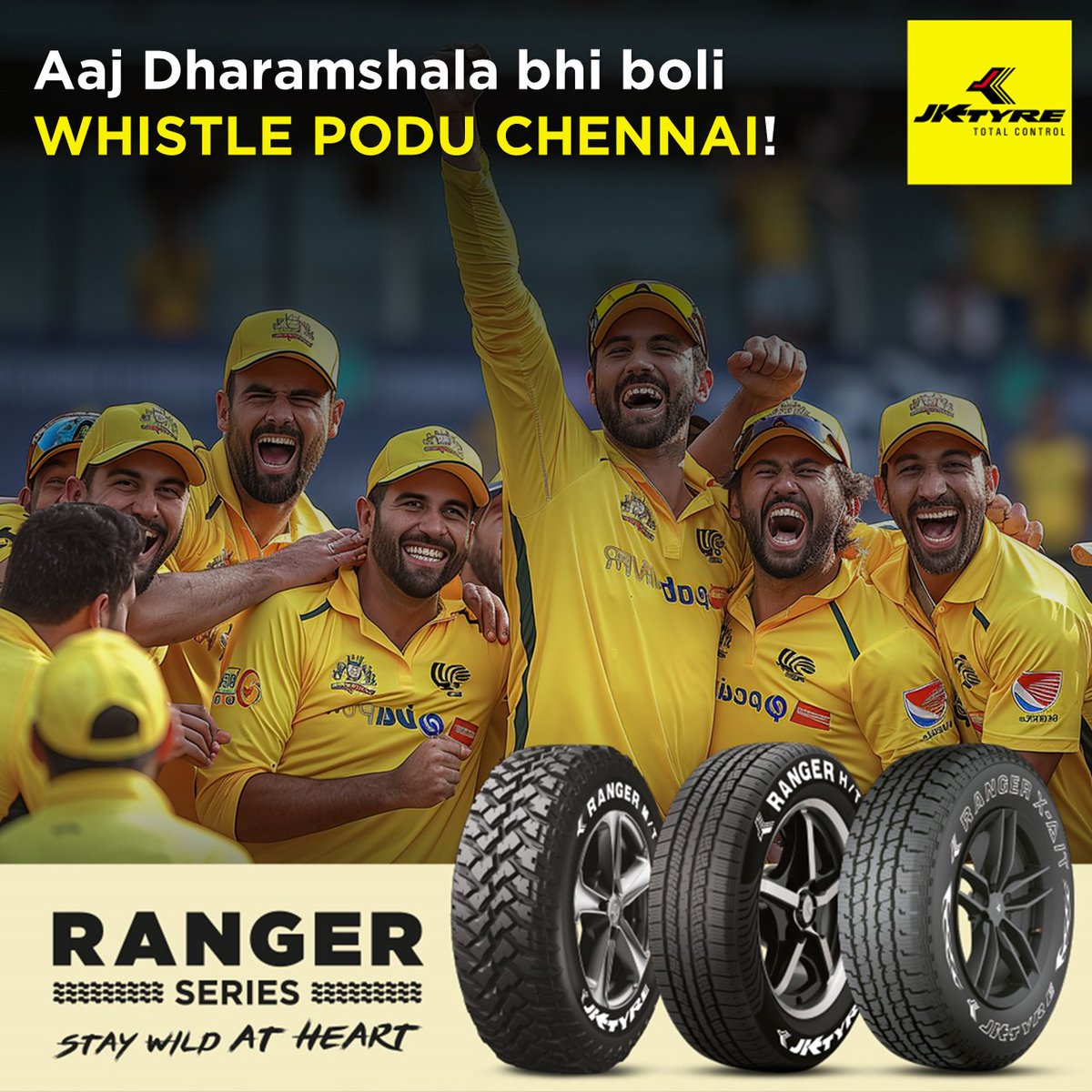 That magnificent comeback by the Yellow Army was as wild as a ride with our Ranger series tyre.

Check out the #RangerSeries from JK Tyre, built for adventures, and multiple terrains, for those who are ‘Wild at Heart’.

#JKTyre #IndianT20League #Chennai #Punjab