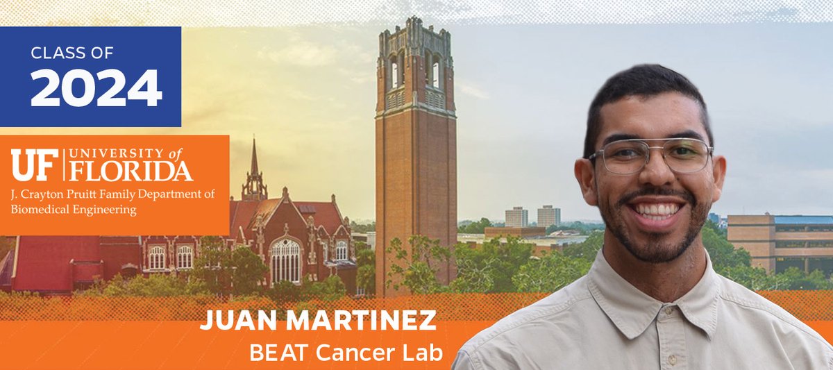 Join us in celebrating Juan Martinez's graduation with a B.S. in Biomedical Engineering. His work in the @BEATCancerLab is inspiring. Juan embodies our department's spirit of community and excellence. Congratulations, Juan! @Juancho_mti bme.ufl.edu/student-spotli…