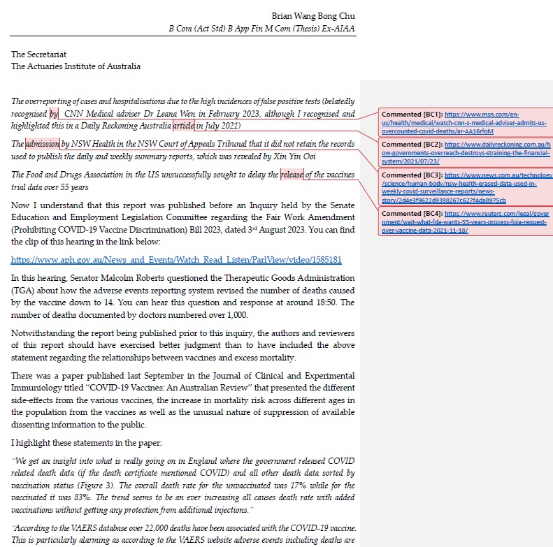 AustGoldFund's tweet image. Here is the first letter I wrote to @actuariesinst regarding my concern over their Excess Mortality Report.

#cuttergate #auspol #toomanydead