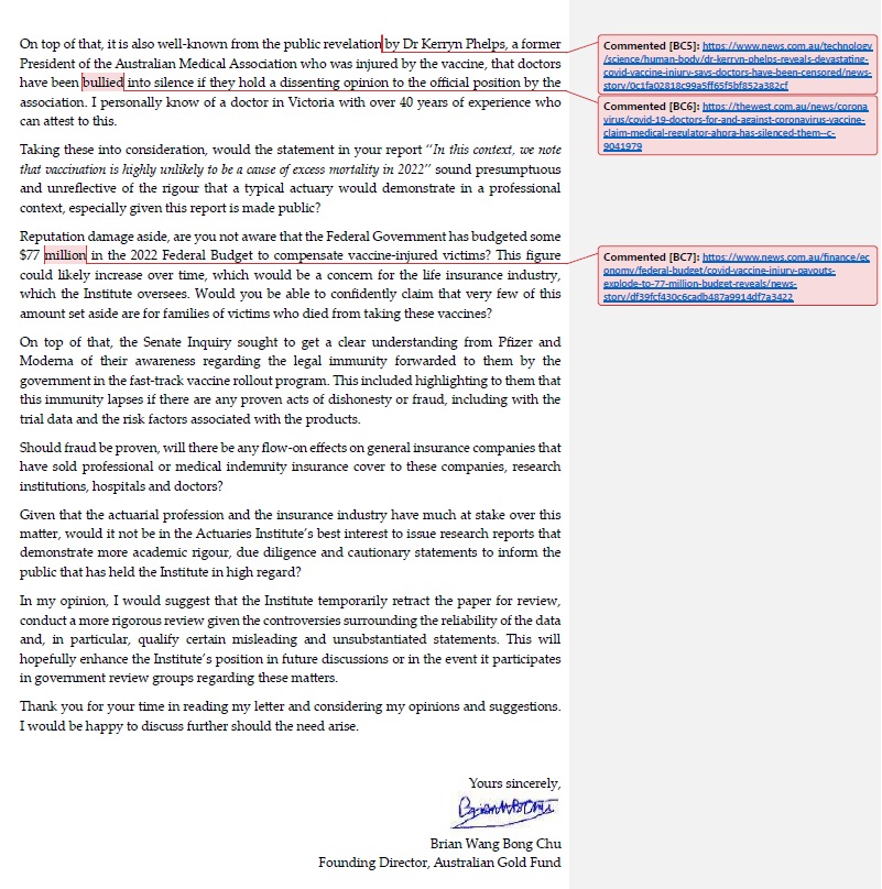 AustGoldFund's tweet image. Here is the first letter I wrote to @actuariesinst regarding my concern over their Excess Mortality Report.

#cuttergate #auspol #toomanydead