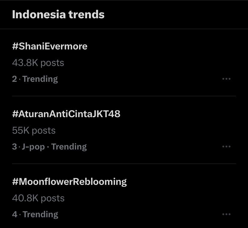 Trendingnya all about Shani @N_ShaniJKT48 keren hehe harinya kamu ya 🤍✨

#ShaniEvermore
#MoonfloowerReblooming
#MesmerizingShani
#AturanAntiCintaJKT48