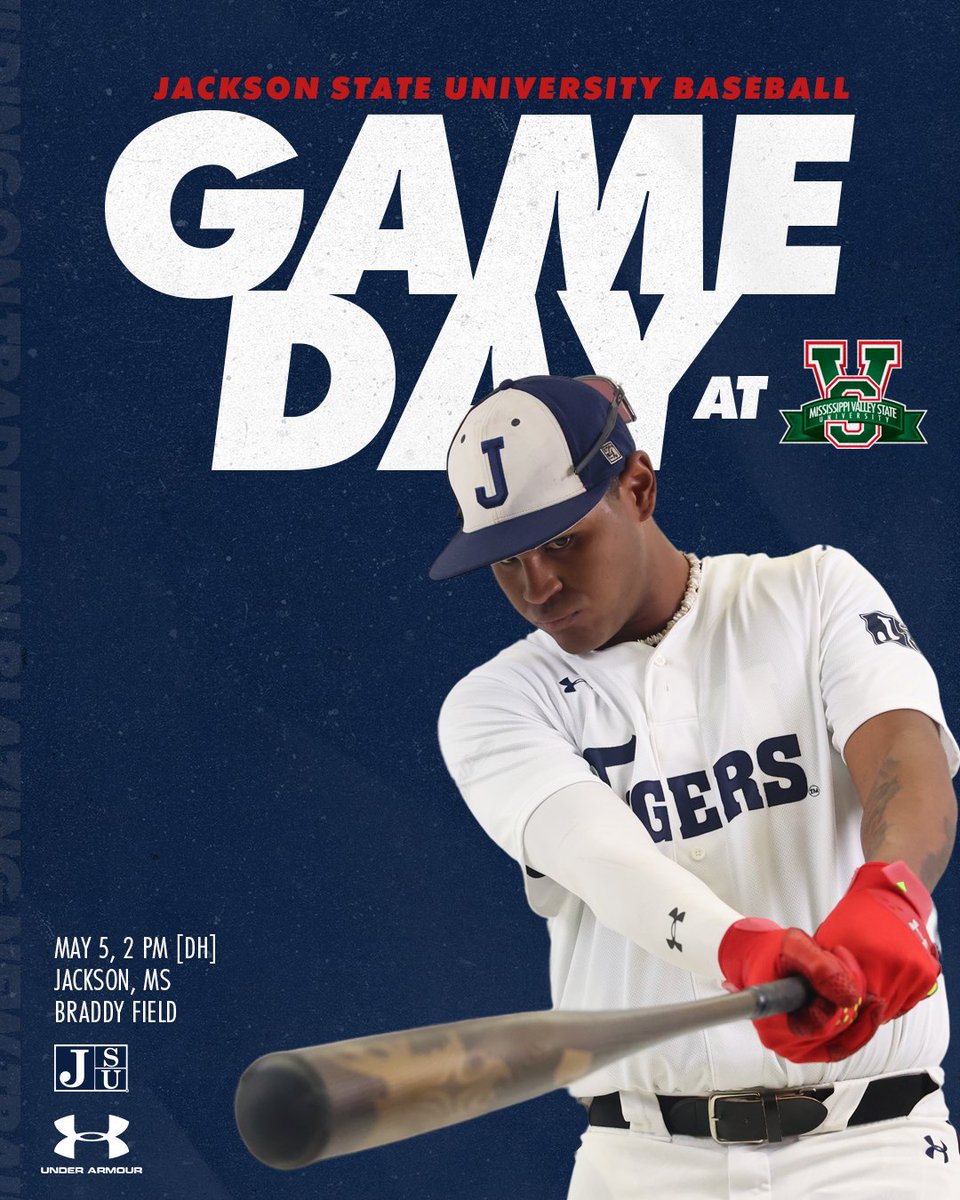 GAMEDAY ⚾️‼️
@GoJSUTigersBSB 

🆚 | MVSU
📍 | Jackson, Miss.
⏰ | 2 p.m. (DH)
📶 | bit.ly/3UMcNZt
📺 | JSU Sports Network
💻 | bit.ly/389AYIS

#TheeILove | #BleedTheeBlue