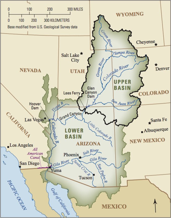 “The Colorado River is about 1,450 miles long, with headwaters in Colorado and Wyoming, and eventually flows across the international border into Mexico. The drainage basin area of about 246,000 sq miles includes Arizona, and parts of CA, CO, NM, NV, UT, and WY.” #yumaagwater