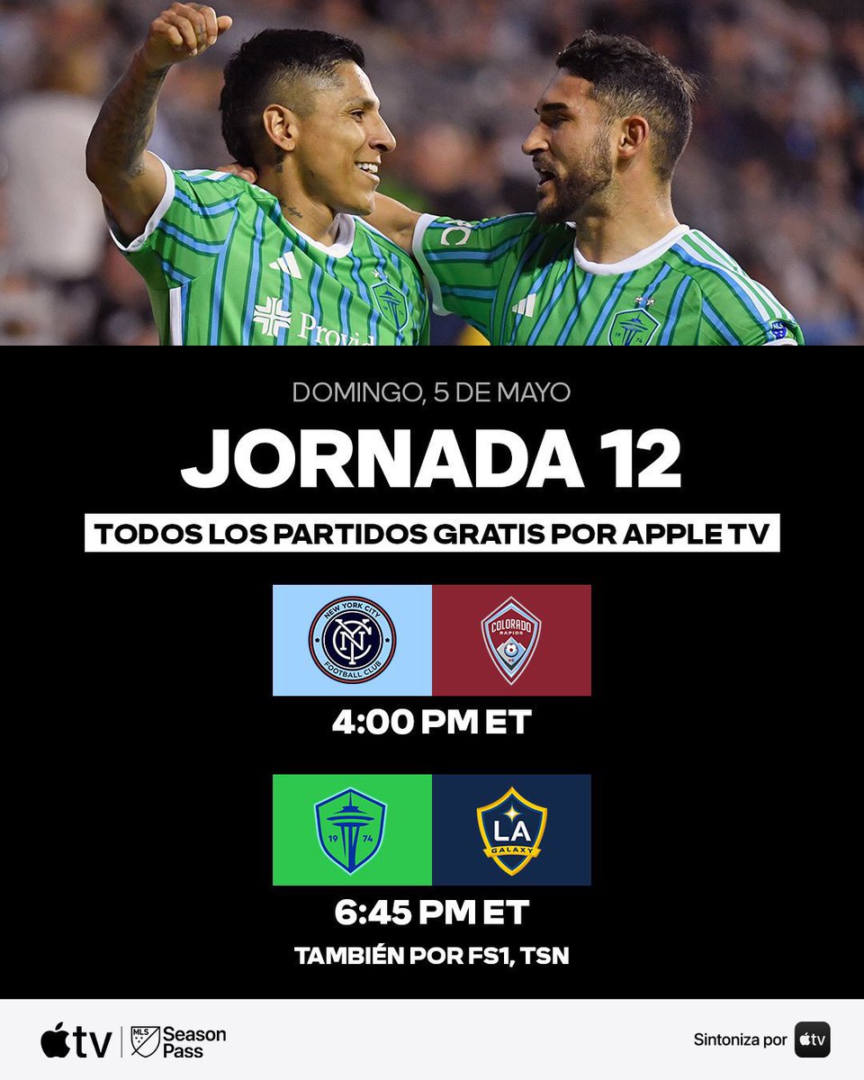 Rumbo Seattle nos vemos por @AppleTV GRATIS #mlsseasonpass desde las 3:45pm PT/6:45pm ET/5:45pm 🇵🇪 junto a @DiegoDv8 @SoundersFC con @RaulRuidiazM recibe al @LAGalaxy_Es @LAGalaxy @MLSes @MLS ⚽️