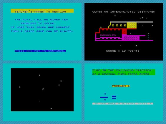 Today's educational #retrogaming on the #ZXSpectrum #AstroMaths #Scisoft did their best to make #maths fun. This program involves an Asteroids-type game when a few questions are correct. It never worked for mas as I didn't like that sort of game !
.