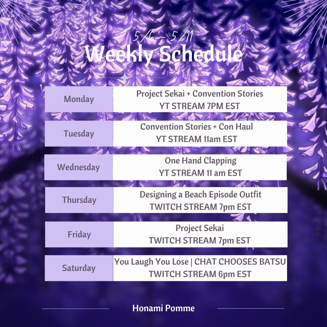 This week's Stream Schedule!

Make sure to check out my mini cover of CUPID by FIFTY FIFTY below :D 

#HonamiPomme #Cover #VTUBER #VSINGER #Twitch #YouTube #KPOP #ProjectSekai #OneHandClapping #BeachEpisode #YLYL #ConventionStories