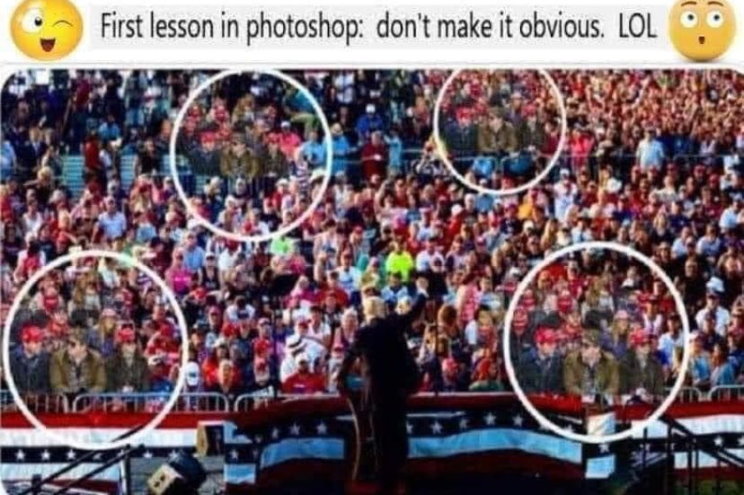 Crowd size is so important to Donald Trump, that they have to photoshop large crowds in to stoke his fragile ego! 🙄😂