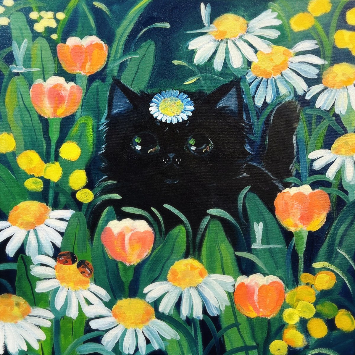 the grumpy flower - oil on canvas