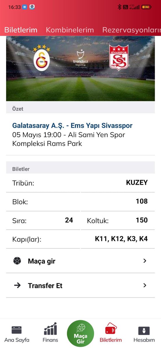 Amcamın vefatı nedeniyle maça gidemiyorum. 1 adet biletim var aldığım fiyata vereceğim 3500 ₺ isteyen varsa iletişime geçin lütfen #Galatasaray #Sivasspor #Galatasaraysivas #biletarıyorum #ramspark