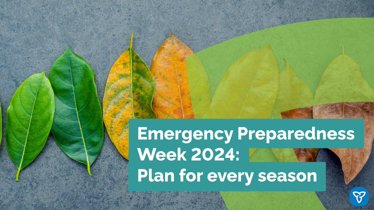 Emergency Preparedness Week starts today! Stay tuned for daily facts &amp; tips on how to be safe &amp; prepared for every season.

Share how you stay prepared for emergencies throughout the year with the hashtags:

#EPWeek2024
#Plan4EverySeason
#PreparedON
