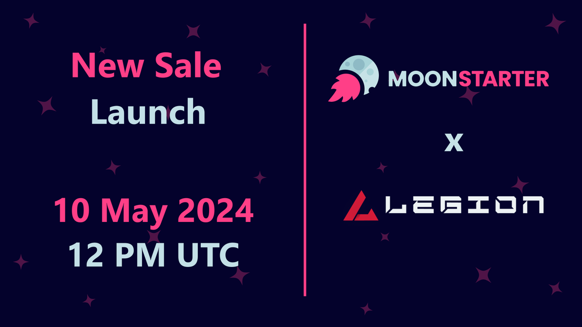 Dear Community,

<a href="/Legion_Ventures/">Legion | VC for Retail</a> has selected 🔥 MoonStarter as one of their platform for their $LEGION private sale!

legion.ventures is the first ever Web 3.0 platform introducing an Investment &amp; OTC marketplace, revolutionising the venture capital landscape for retail