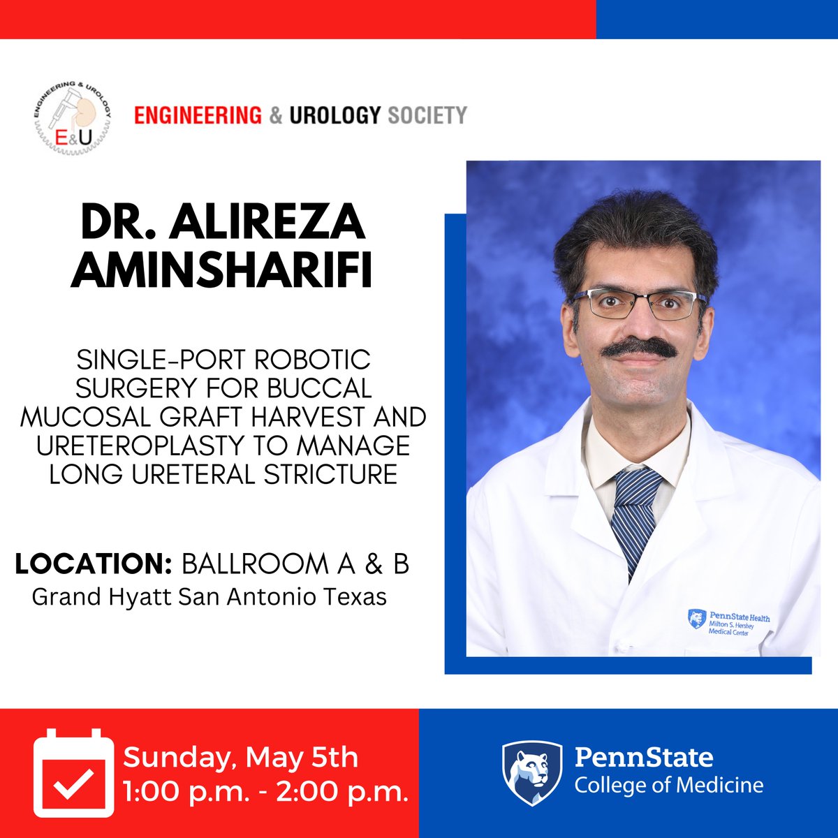 Dr. Alireza Aminsharifi will be presenting at the Engineering & Urology Society Meeting this afternoon at the Grand Hyatt San Antonio!