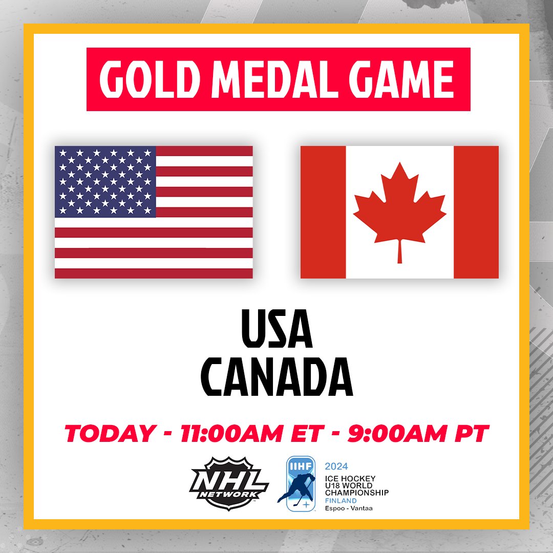 It all comes down to this! @usahockey takes on Canada with the #U18MensWorlds gold medal on the line. Puck drop is at 11am ET/9am PT on NHL Network 📺