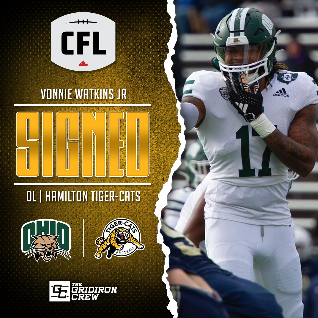 Congratulations to our #TGCathlete Vonnie Watkins Jr. for signing with the Hamilton @Ticats of the CFL. Vonnie will get the opportunity to show off all the things he can do on a football field. Drop into coverage or getting after the QB. #CFL #thegridironcrew #HamiltonProud🐯🏈