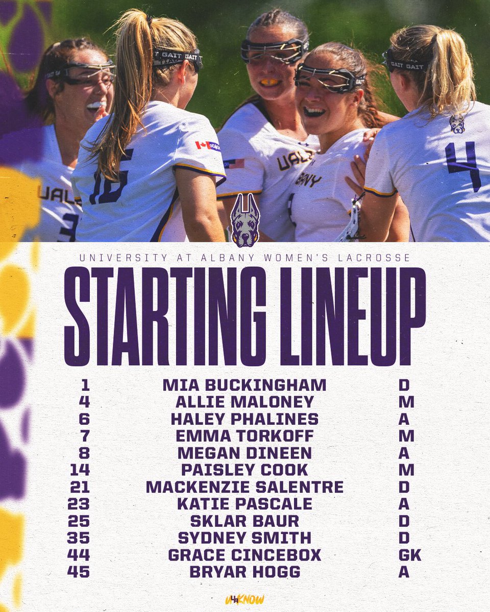 Our starting lineup for today's championship game against No. 2 Binghamton. #UAUKNOW // #AEWLAX