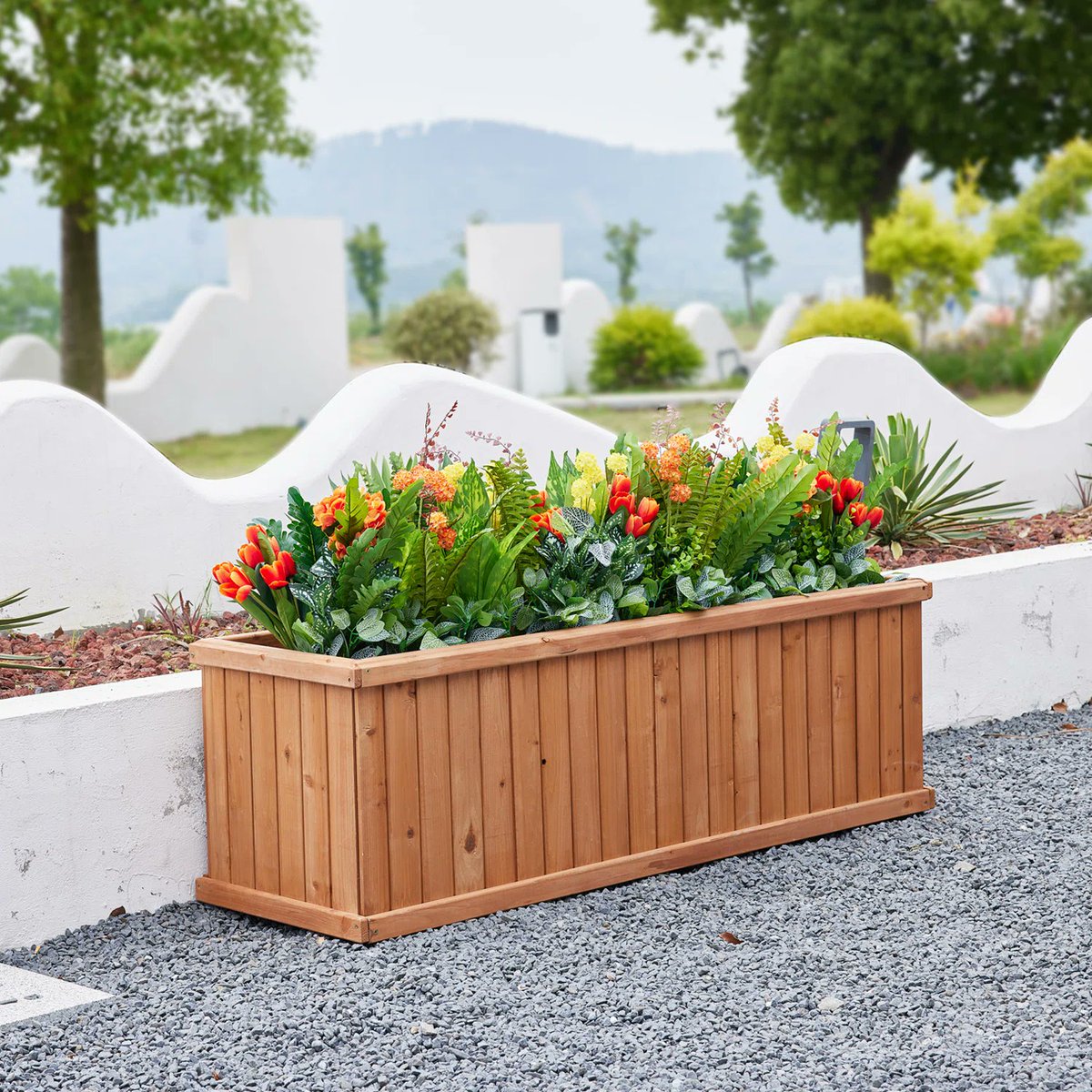 Barros Cedar Wood Outdoor Raised Garden Bed Planter Box by Three Posts™. This sleek planter box brings classic style to your porch, patio, or deck. It’s ideal for flowers, or for your favorite ingredients for summer salads or herbs for cooking. shopstyle.it/l/ca276