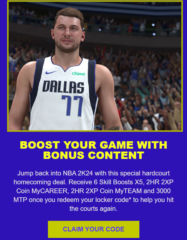 Anyone else get this e-mail from 2K? #NBA2K24 Free stuff for MyTEAM & MyPLAYER modes. You have until June 30th of 2025 to redeem.