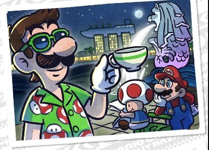Luigi in artwork for the Singapore Tour. [ Mario Kart Tour ]