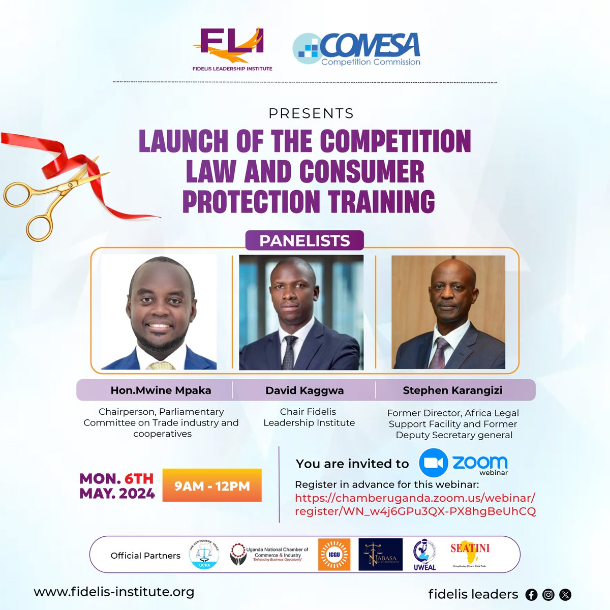 One day left to the launch of the #CompetitionLaw & #ConsumerProtection Training by @FidelisLeaders  in affiliation with COMESA Competition Commission!

Hoping you have registered!

Date : May 6, 2024 09:00 AM Nairobi

Register in advance for this webinar:
lnkd.in/dx6he6Ys