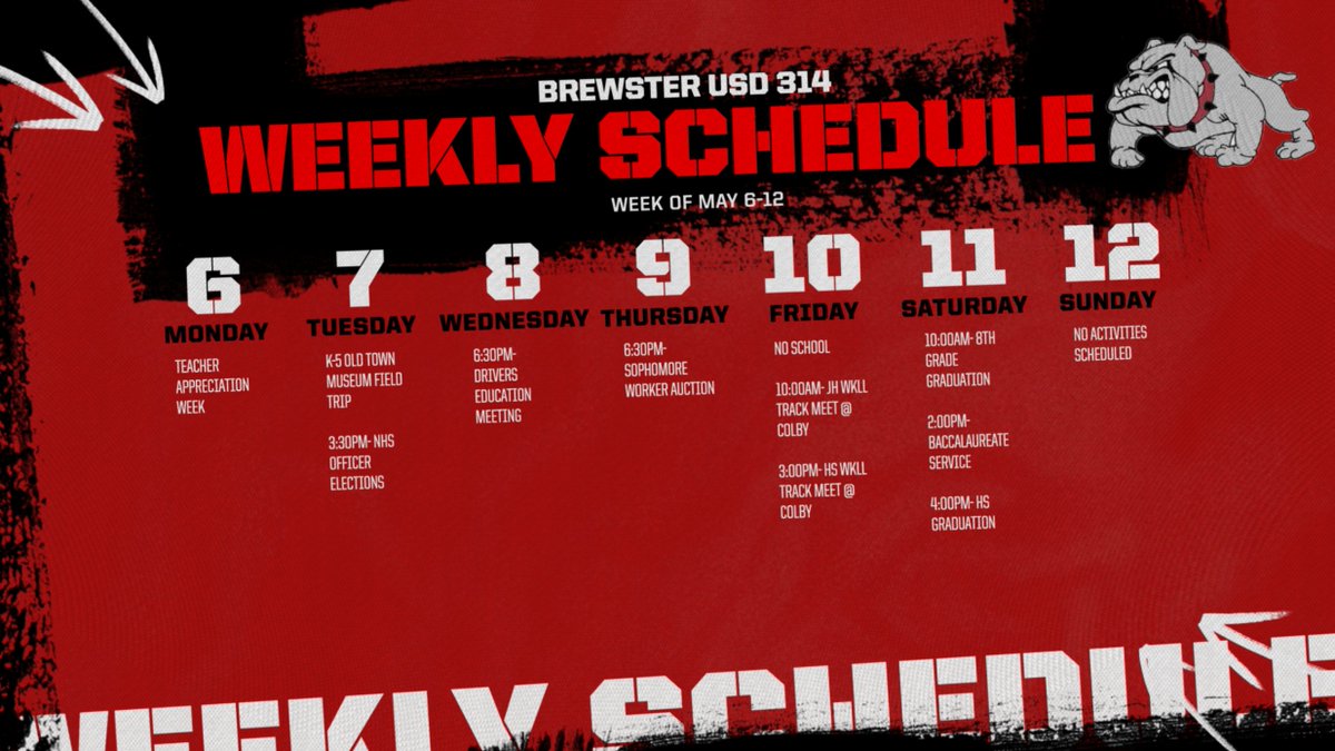 No Bulldog Bulletin this week, but here is everything that is going on this week at USD 314! Go Bulldogs! Let's have a great week!