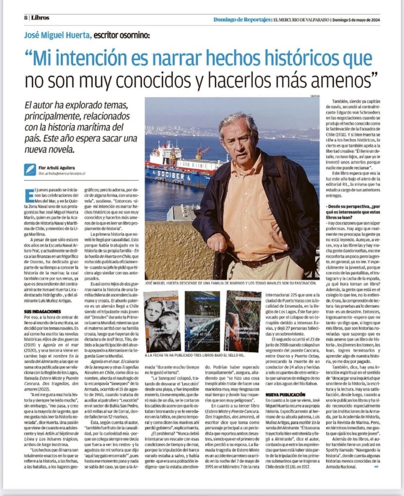 Entrevista en El Mercurio de Valparaíso, domingo 5 de mayo de 2024.