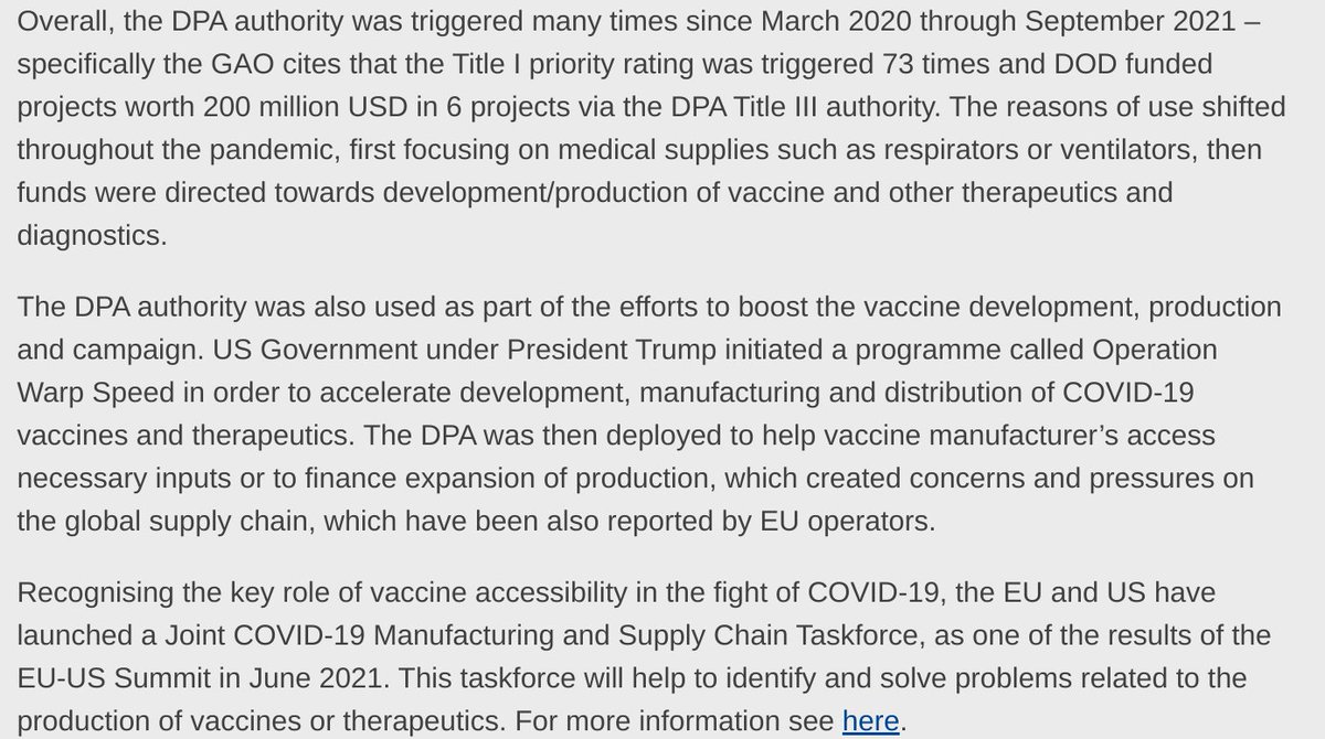 This is an EU document of the US government use of the Defense Production Act during COVID 19. trade.ec.europa.eu/access-to-mark…