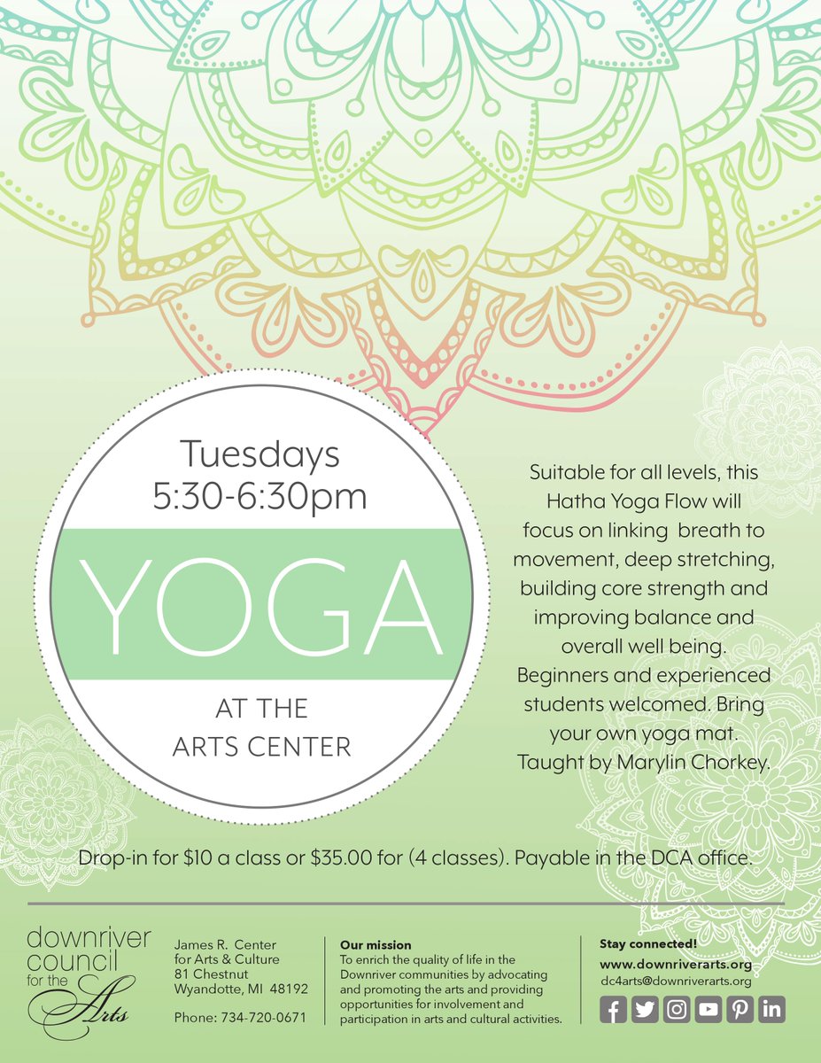 Join us for YOGA, every Tuesday from 5:30-6:30pm

#healingarts #healingartsdownriver #yogadownriver #yogamichigan #yogadetroit