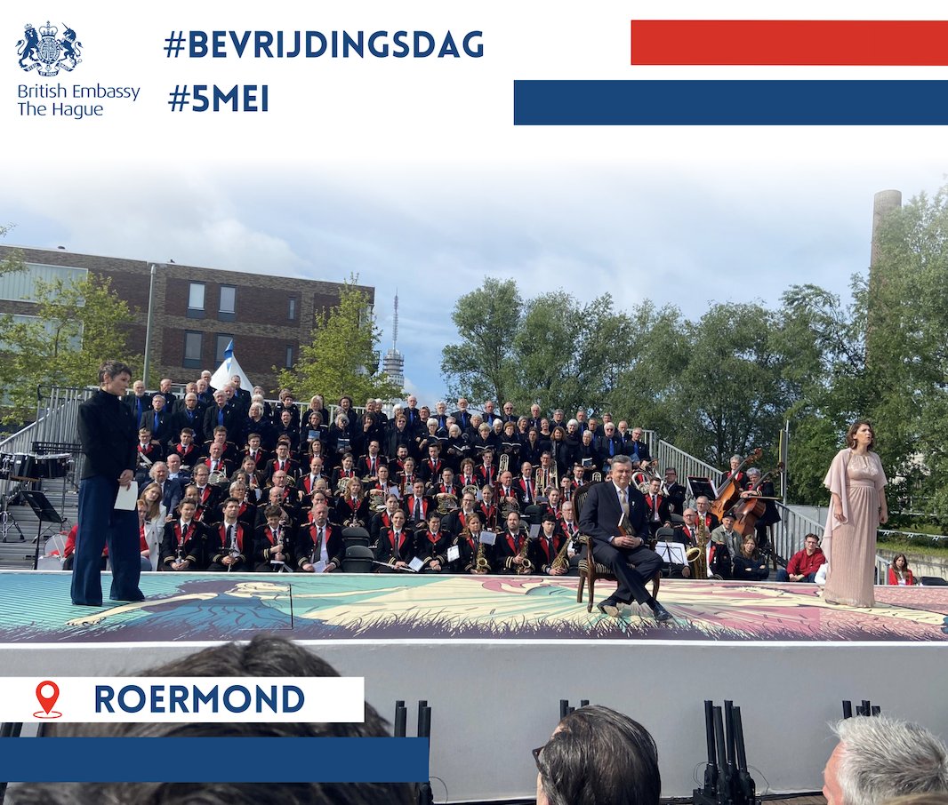 Today marks #Bevrijdingsdag in the Netherlands. Ambassador @JoannaRoperFCDO attended the National Liberation Day event in Roermond this morning. #5Mei #OpdatWijNooitVergeten #LestWeForget #LiberationDay