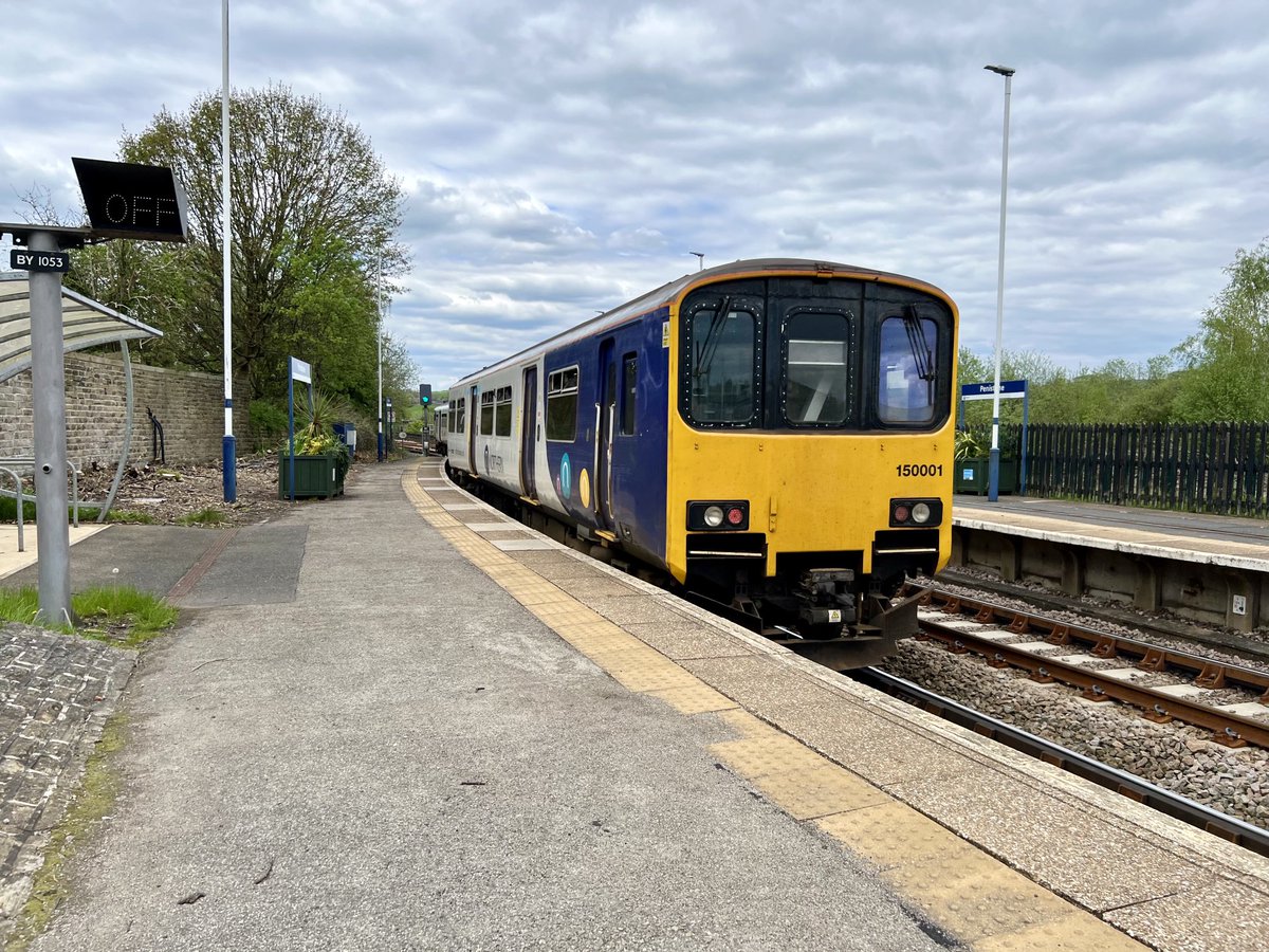 150001 departing #Penistone on the 14.23 to #Huddersfield #class150 5/5/24 ⁦@northernassist⁩