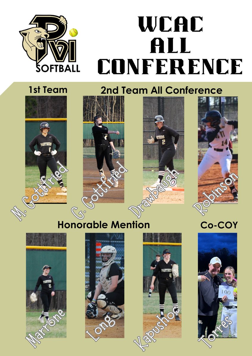 Congratulations to our Student Athletes for making the @WCACSports Softball All Conference Team! #GNSL #TeamPVI