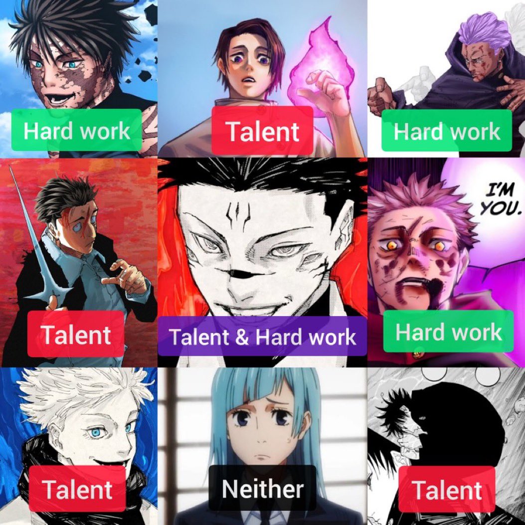 Talent vs hardwork in Jujutsu Kaisen❗️
