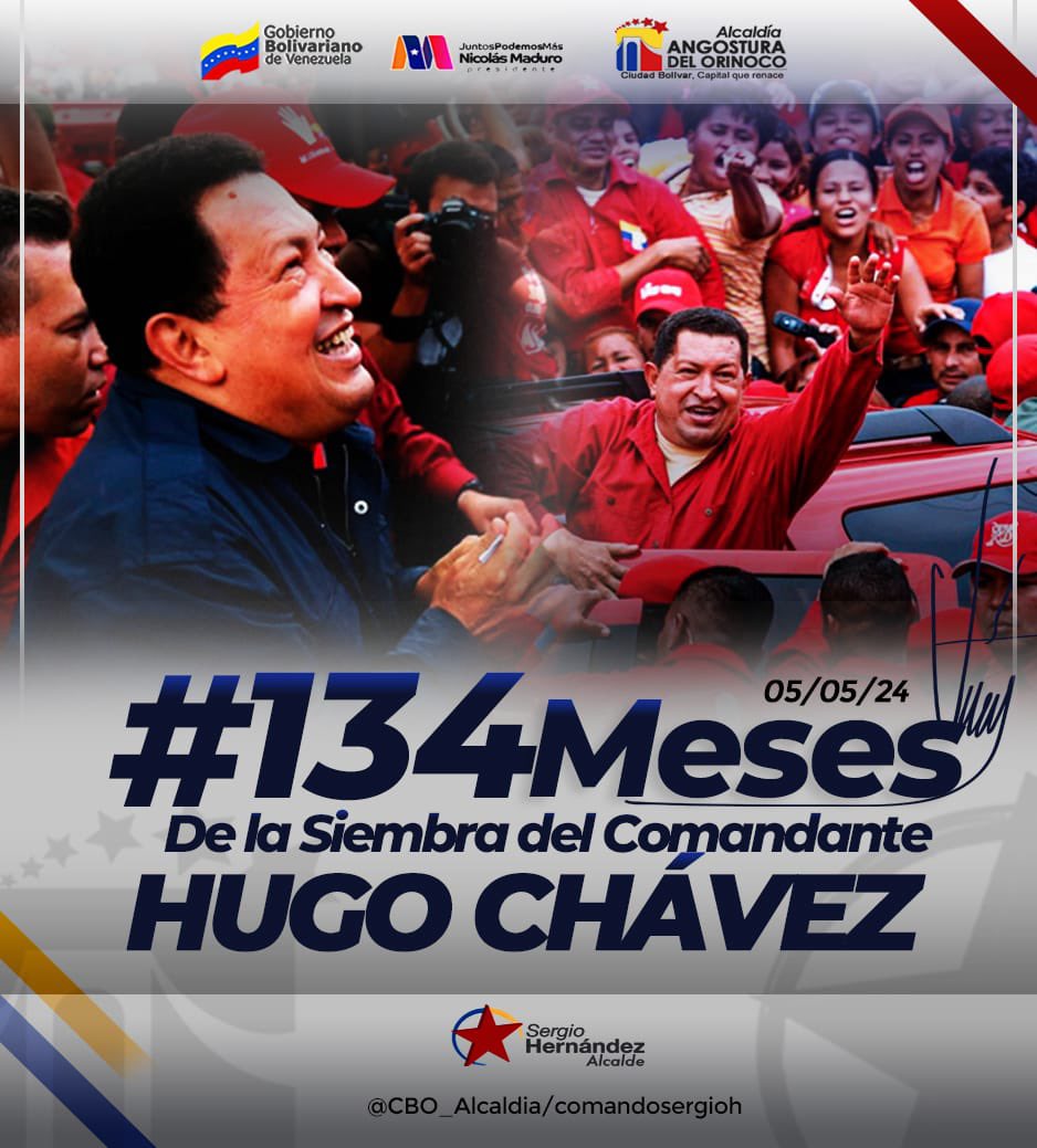 Hoy se cumplen 134 meses de la siembra de nuestro Gigante Eterno, legado que continúa vigente en el pueblo y que seguirá así porque somos leales junto a nuestro presidente @NicolasMaduro #LasSancionesNoNosDetienen