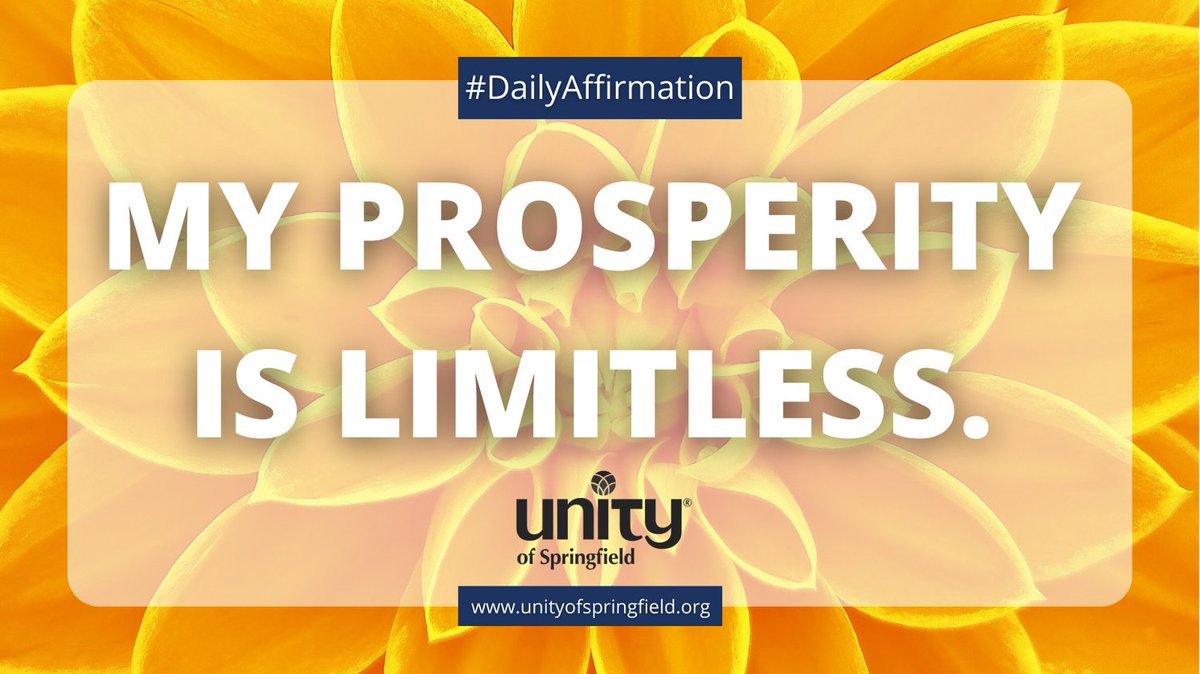 Abundance is everywhere! 🌈✨ Check out this affirmation, 'My prosperity is limitless.' #UnityofSpringfield #ProsperityAffirmation

Explore affirmations at unityofspringfield.org 🚀💰
