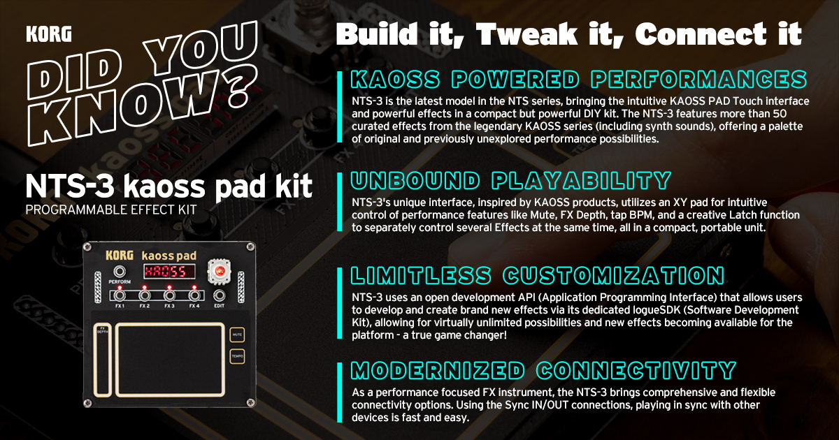 Did You Know? NTS-3 KAOSS Pad Kit Edition! Click here for even more info and where to snag a new NTS-3, today: l8r.it/cP7f