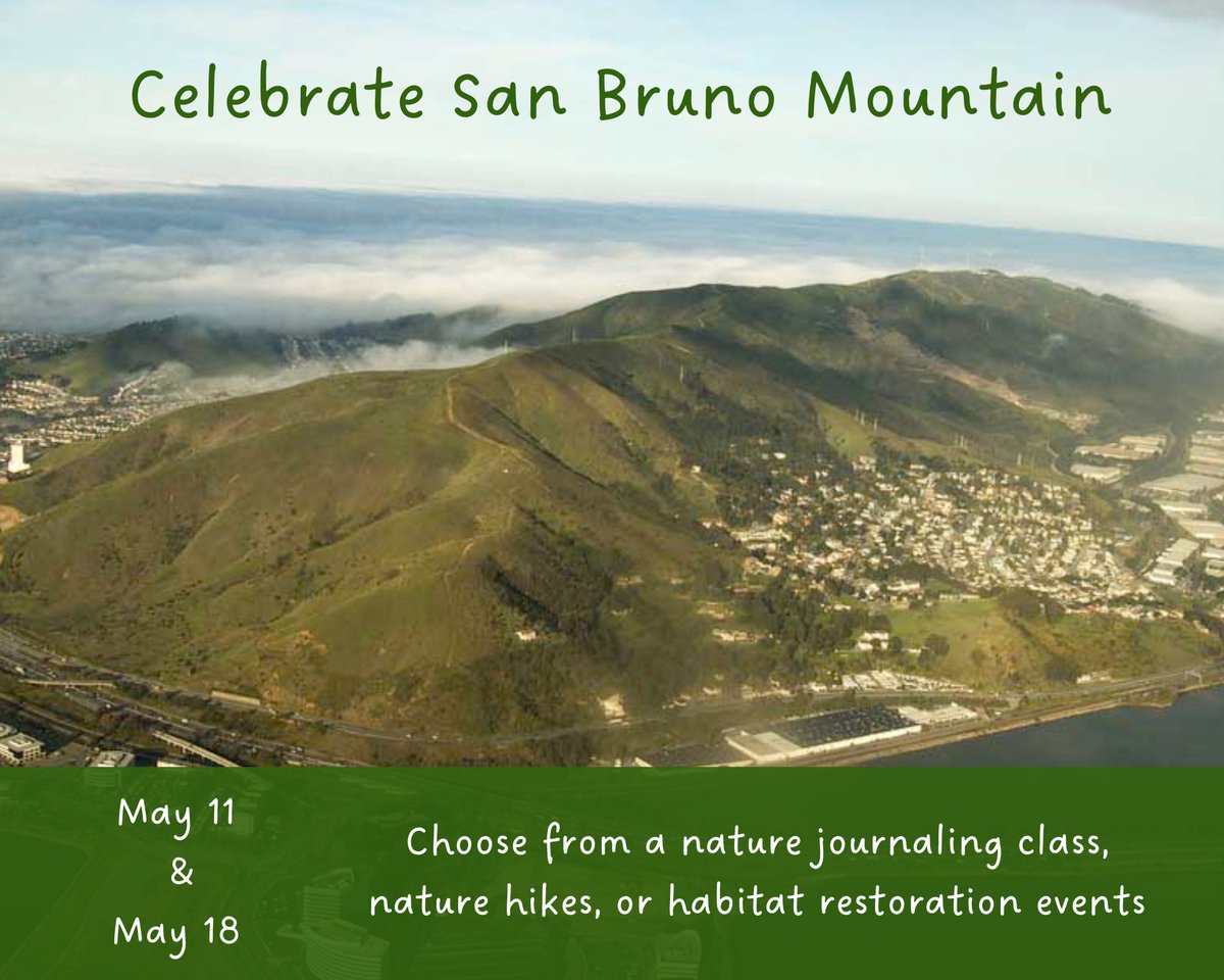 Join #SMCParks as we celebrate San Bruno Mountain! On May 11 and May 18, we will offer a variety of nature hikes and volunteer events at this beautiful county and state park. Click on the link for more information and to register: smcgov.org/parks/celebrat…