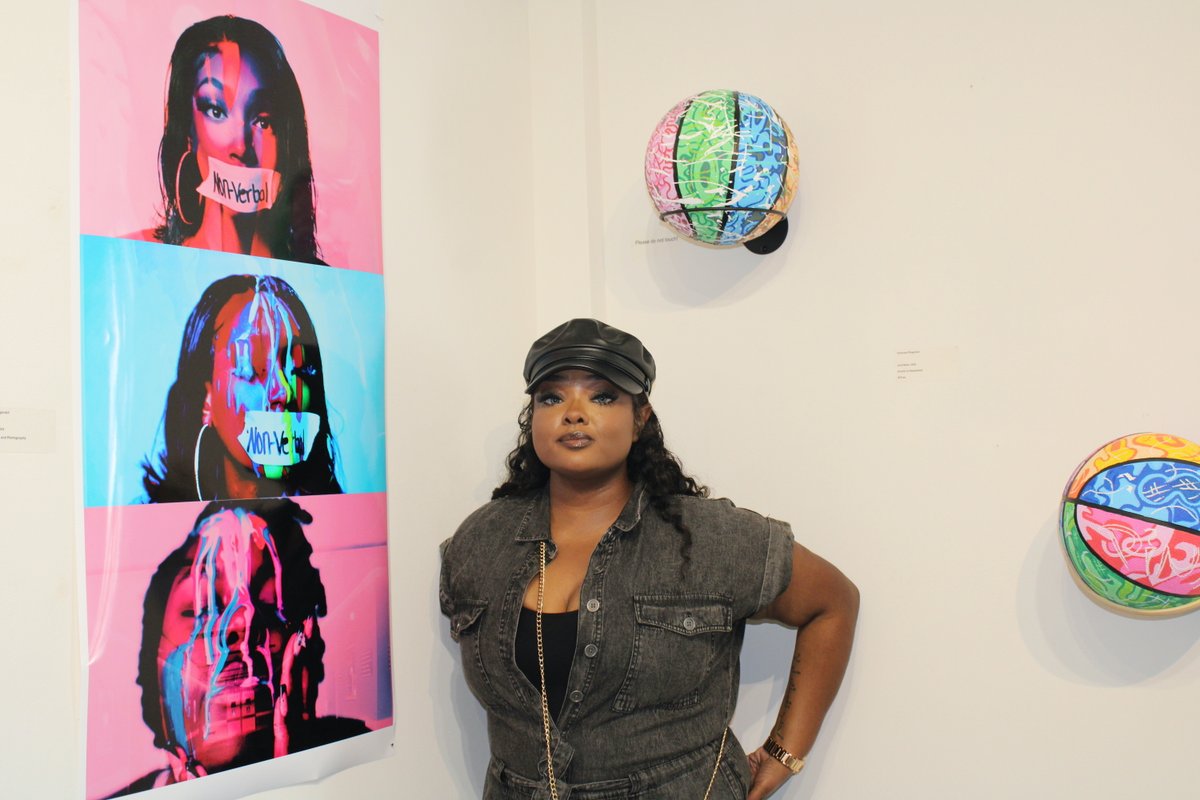 At last week’s opening reception of the Senior Art Exhibition, #UMES seniors Mikayla Carroll and Charnae Fitzgerald presented their capstone projects, expressing themselves and their talents. The exhibition is on view until May 15. #HawkPride [📸: Zai Kimber]