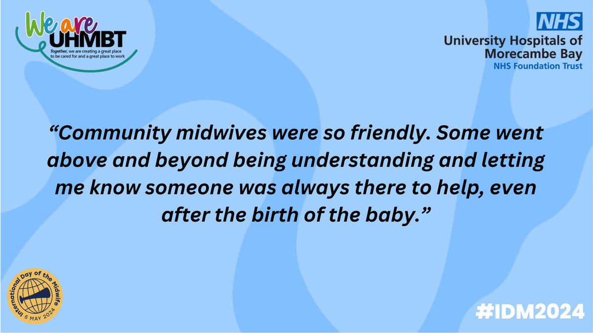“Community midwives were so friendly. Some went above and beyond being understanding and letting me know someone was always there to help, even after the birth of the baby.” 👏💕 #IDM2024