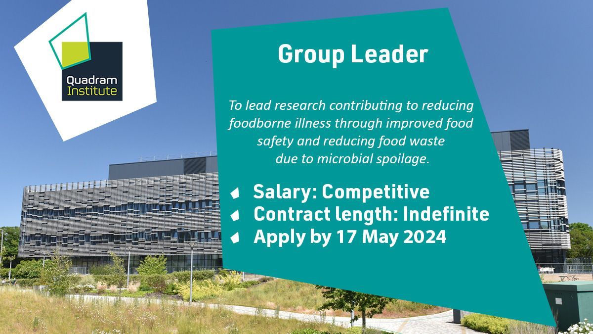 📣 Group Leader vacancy! We particularly encourage applications in: 🔬 Microbial imaging 🧬 Multi ‘omics data integration & analysis 🦠 Molecular biology/pathobiology of foodborne pathogen or food spoilage microbes 💷Competitive 🗓️Apply by 17 May 2024 ➡️ buff.ly/4cXJOZQ