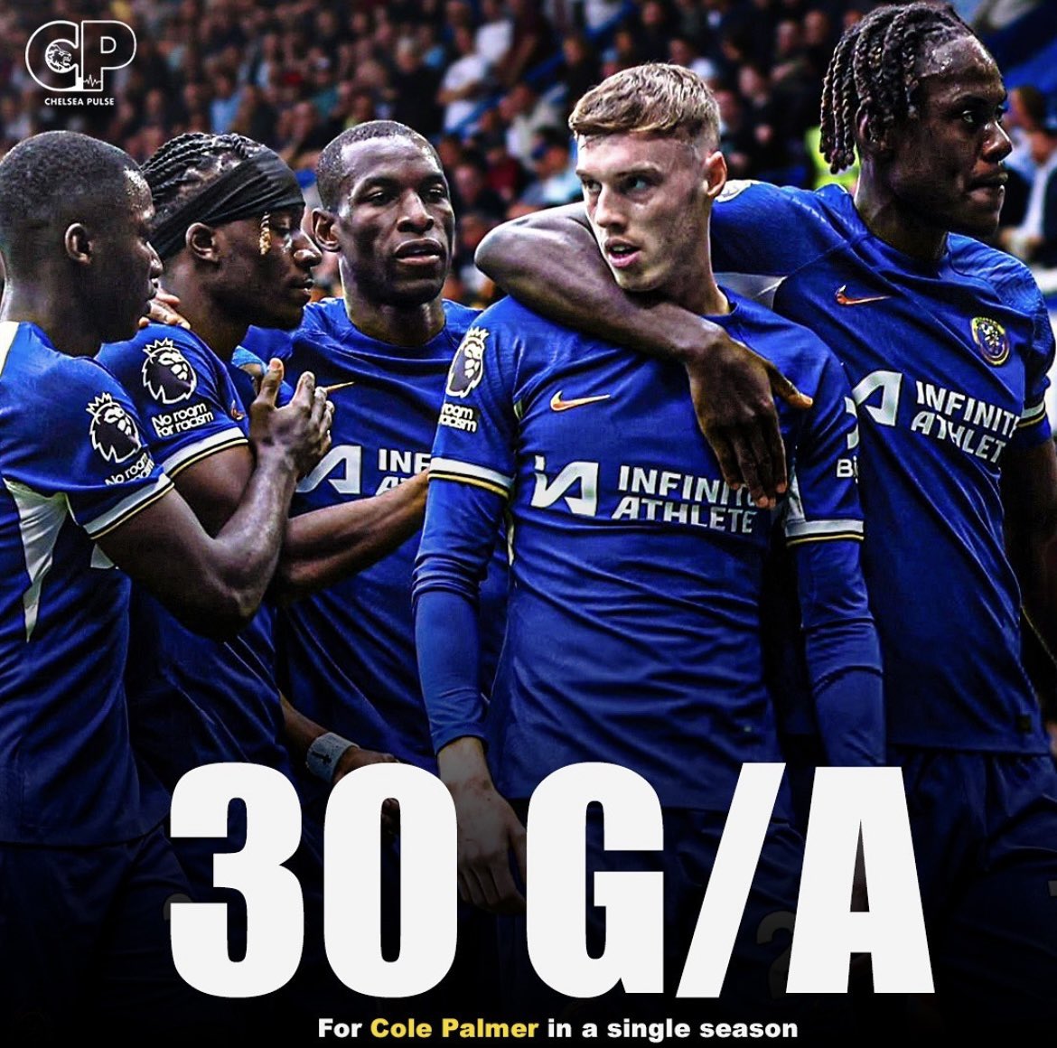 With still 3 and half games to go Cole Palmer has already got an amazing 30 goals and assists this season!!! What a signing he has been for Chelsea.