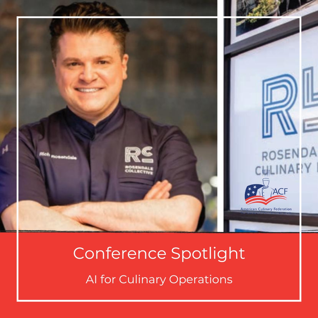 ACF Chef Rich Rosendale, CMC, explores the forefront of culinary innovation with “The AI- Powered Chef,” a showcase of Rosendale Collective’s cutting-edge use of artificial intelligence.  

#AmericanCulinaryFederation #culinary #chef #cooks #culinaryarts #pastrychef #recipes