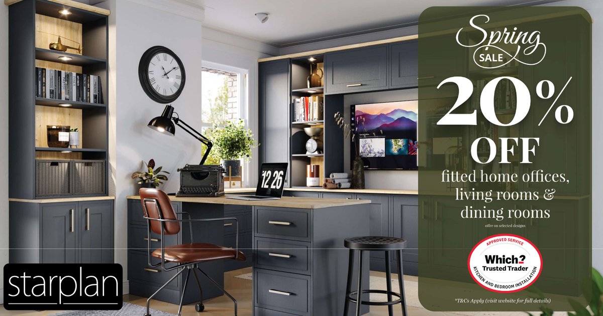 It's time to elevate your workspace with Starplan's Spring Sale!⏰ Enjoy 20% Off Fitted Offices, Living, and Dining Room Furniture, making it the perfect time to upgrade your home. 

starplandirect.com/fitted-collect…

#SpringSale #FittedFurniture #HomeUpgrade