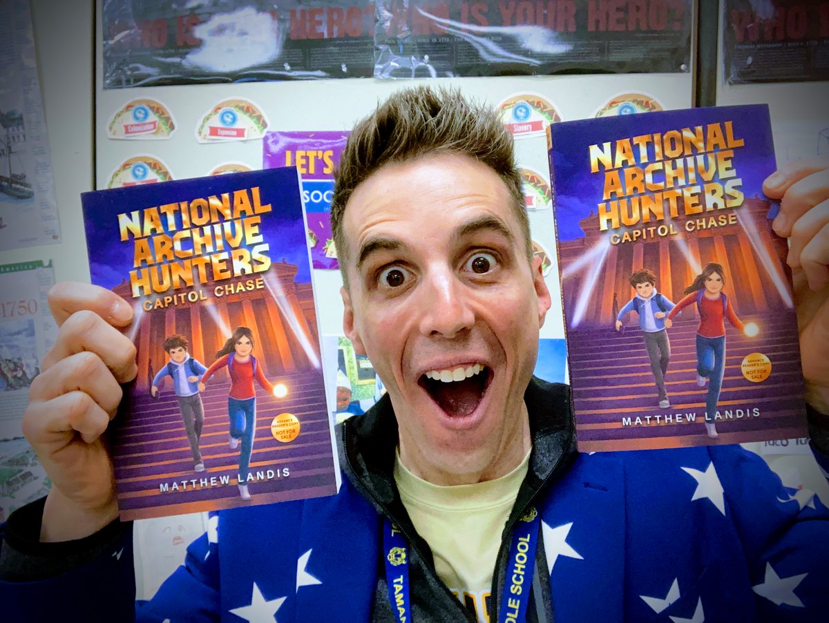 'Matt Landis here, middle school social studies teacher on a mission: make history not boring. That's what I do in my classroom AND NOW my new MG mystery/adventure series, NATIONAL ARCHIVE HUNTERS! Think history is boring? THINK AGAIN!' - @AuthorLandis