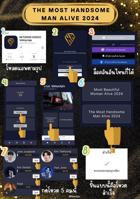 จีมินอยู่อันดับที่ 25 เลย อาร์มี่จ๋าา มีเวลาอีกเกือบเดือนเลย รียเข้าไปโหวตในแอปกันด่วนจี๋ โหวตง่ายมากคุนน้าาา

#NETIZENSREPORT #PARKJIMIN for Most Handsome Man Alive
#MHMA2024 #MHMA2024PARKJIMIN
<a href="/thenreport/">The Netizens Choice Magazine</a>