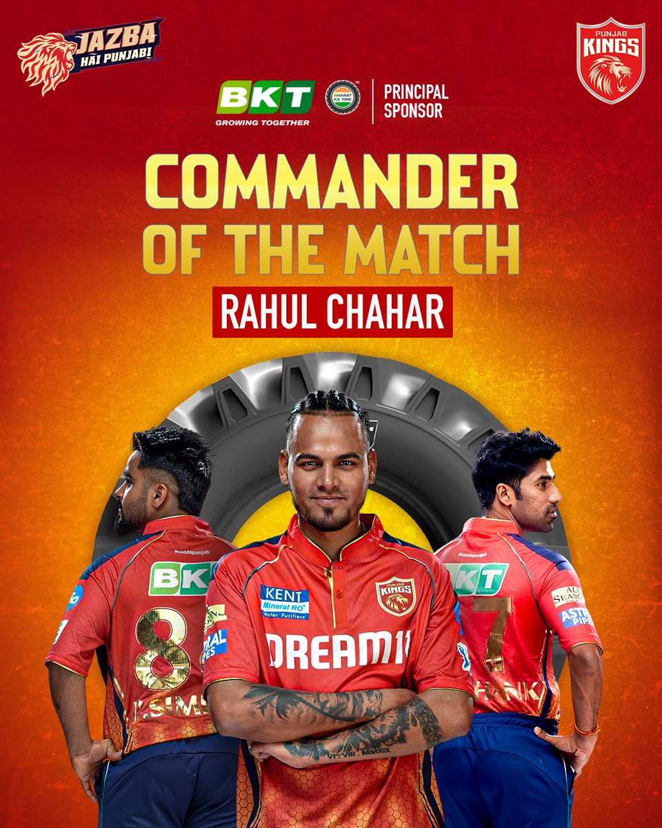 Rahul Chahar is our @BKTtires commander of the match for his brilliant spell with the ball and some fireworks with the bat towards the end! 💪 #SaddaPunjab #PunjabKings #JazbaHaiPunjabi #TATAIPL2024 #PBKSvCSK