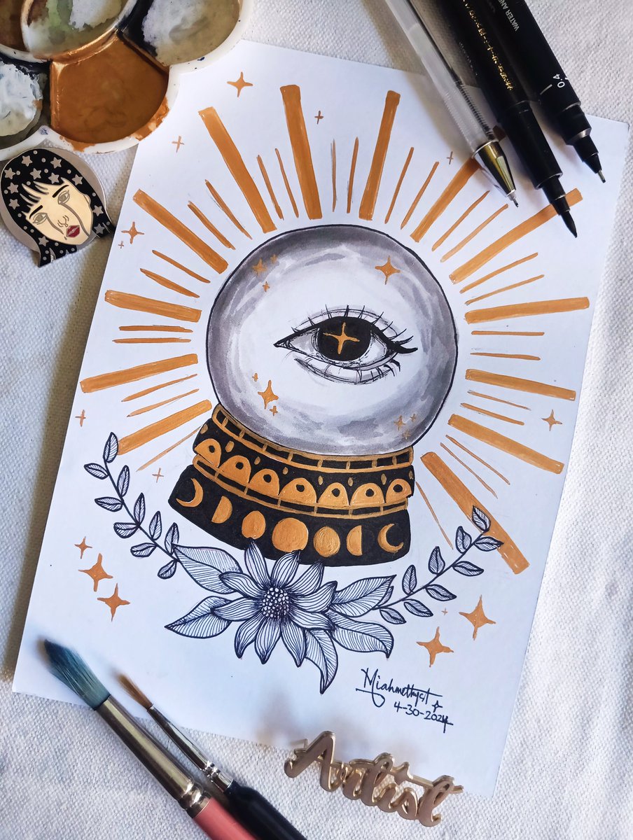 Inktober 52 prompt 16: 'Ball'

Just made a simple artwork the other day. I decided to draw a simple crystal ball. The only downside is the eye isn't centered.. lels..

#inktober52 #inktober #illustrationart #ArtistOnTwitter