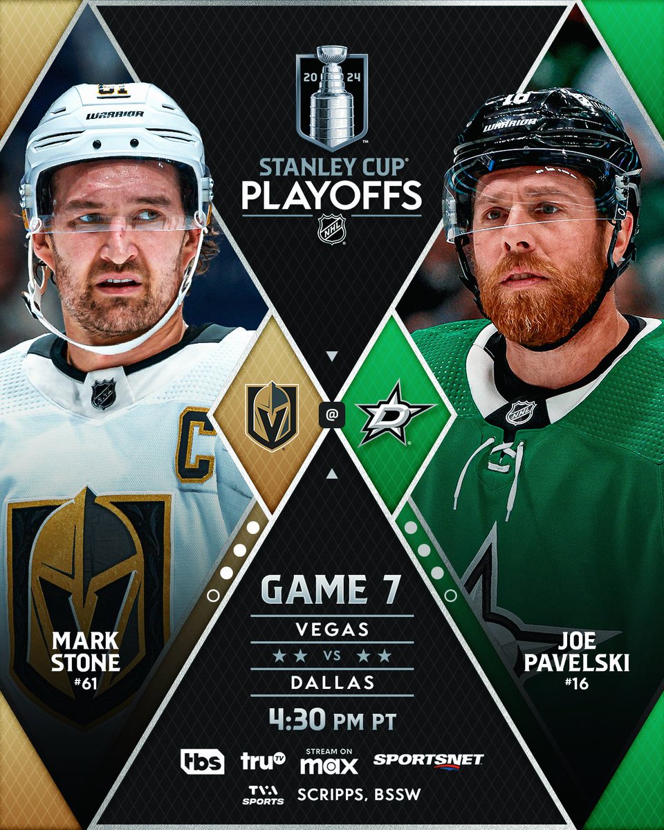 Another #Game7 awaits. 🫡 #StanleyCup 📺: @GoldenKnights vs. @DallasStars TONIGHT at 7:30p ET on @NHL_On_TNT (TBS, truTV) @SportsonMax, @Sportsnet and @TVASports