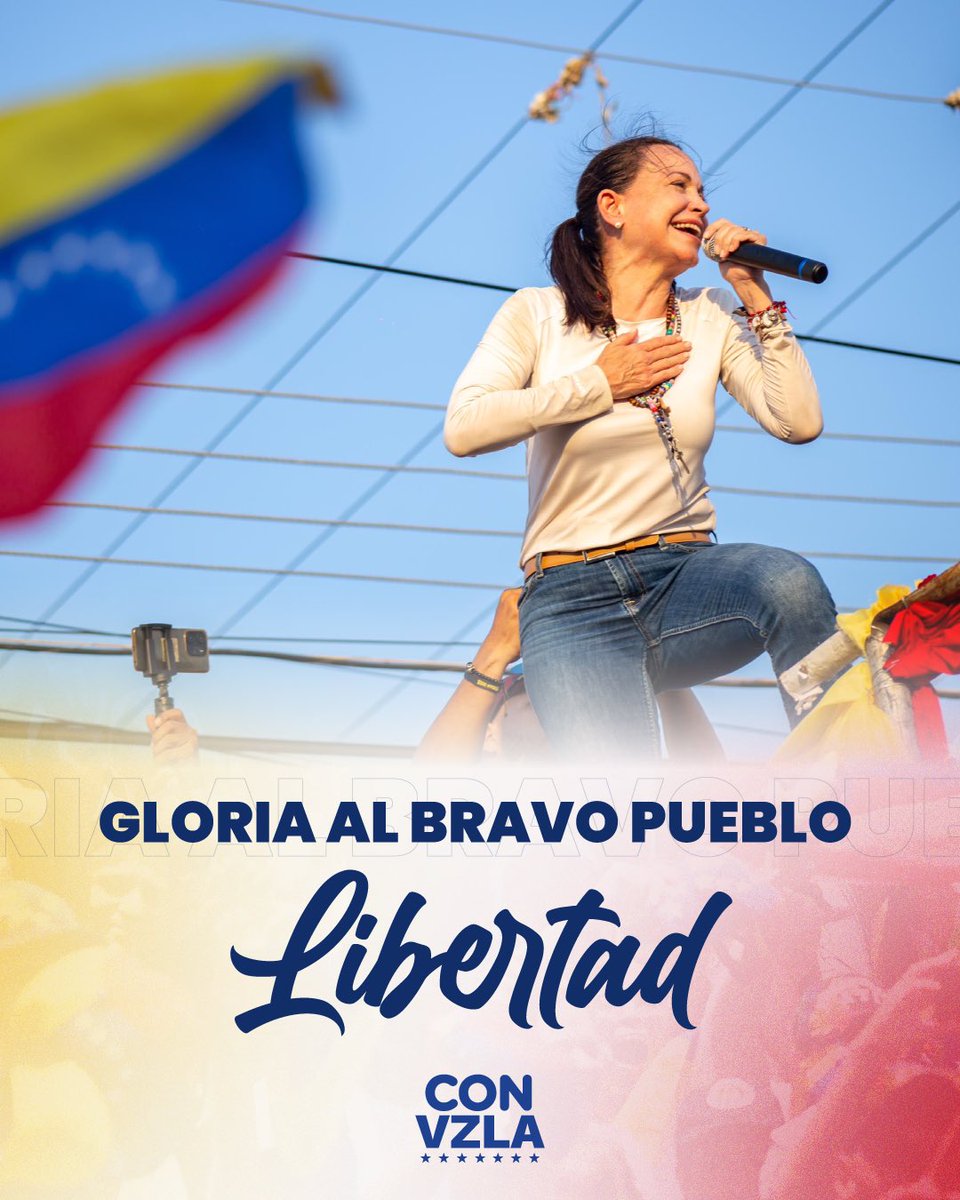 ¡Libertad 🇻🇪! Todo un país tiene puesta su esperanza en lo que juntos haremos para alcanzar la libertad. Venezuela confía en @MariaCorinaYA y con ella, siempre vamos #HastaElFinal.