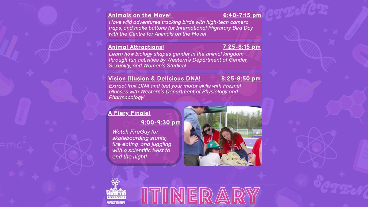 It's 6 DAYS to #SciRenUWO!

Today's featured event itinerary is for the child interested in anthropology and biology, or learning how ancient humans and animals live!

#uwo #ldnont #westernu #ScienceRendezvous #SciRenUWO #scienceforkids #STEMeducationforkids #STEMactivities